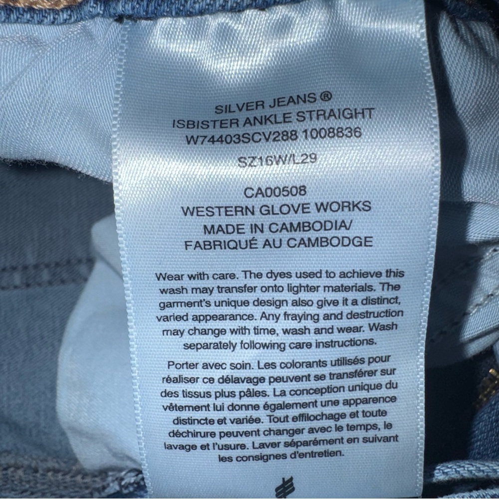 Silver Jeans Isbister Ankle Straight Distressed Light Blue Size 16W/L29 Womens - Picture 6 of 10